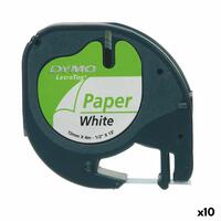Lamineret tape til mærkningsmaskiner Dymo 91200 12 mm LetraTag® Hvid Sort (10 enheder)