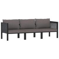3-personers sofa med hynder polyrattan antracitgrå