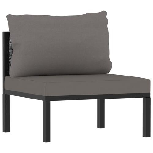 3-personers sofa med hynder polyrattan antracitgrå