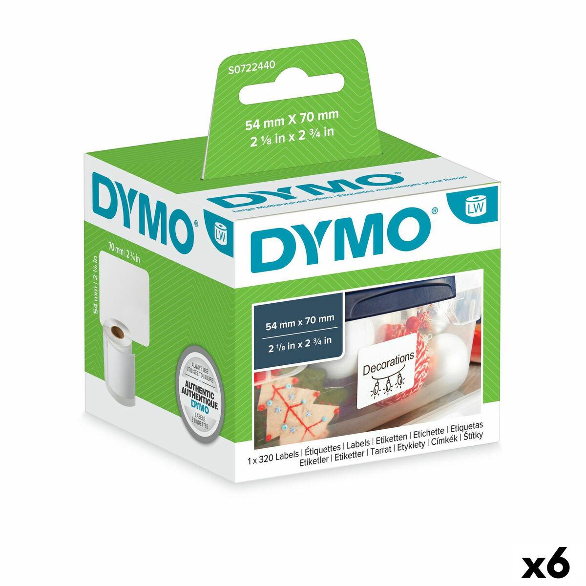 Se Ruller med etiketter Dymo S0722440 54 x 70 mm LabelWriter&trade; Hvid (6 enheder) hos Boligcenter.dk