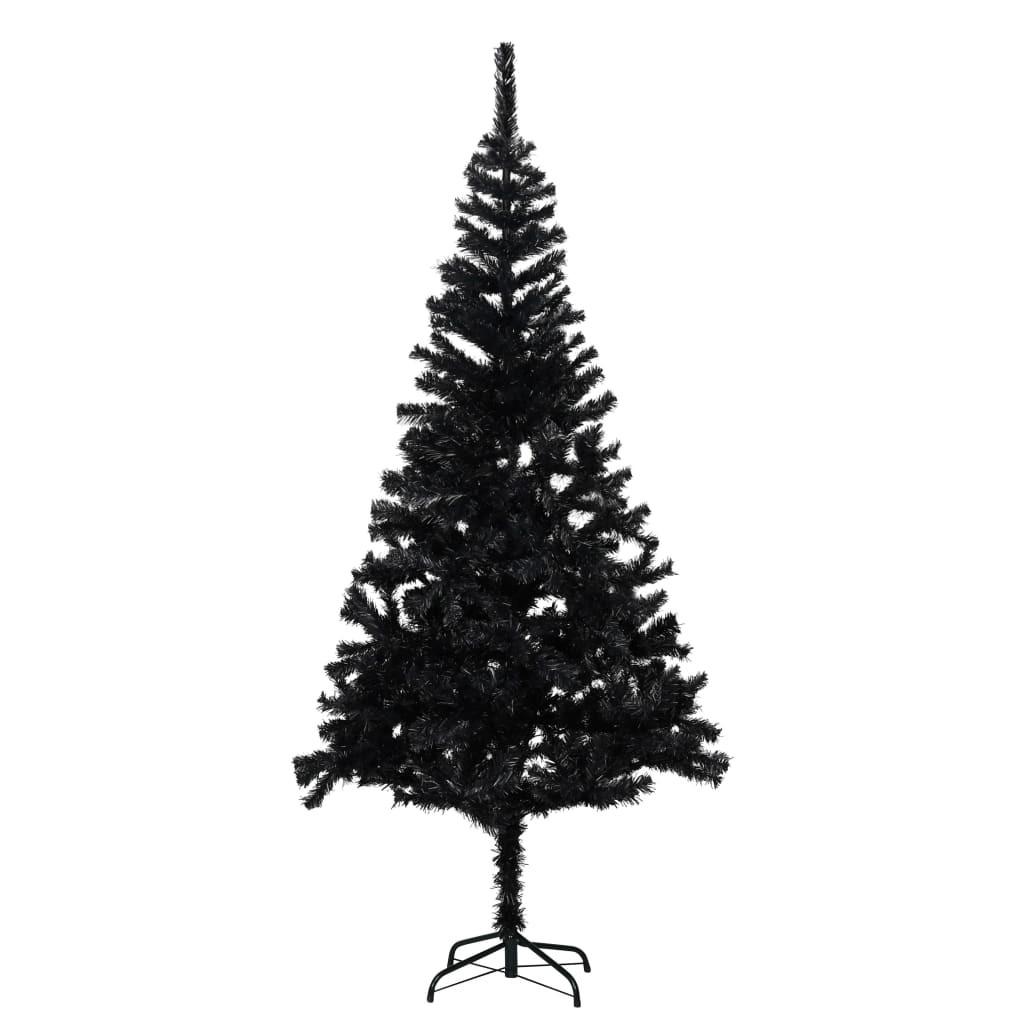 Kunstigt juletræ med fod 180 cm PVC sort