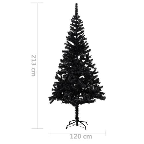 Kunstigt juletræ med juletræsfod 210 cm PVC sort