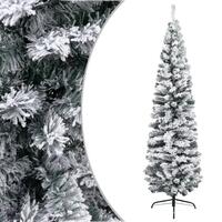 Smalt kunstigt juletræ med sne 240 cm PVC grøn