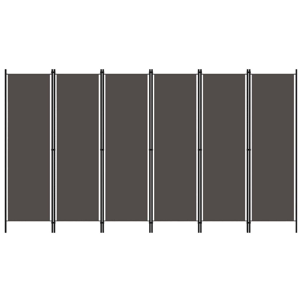 6-panels rumdeler 300 x 180 cm antracitgrå