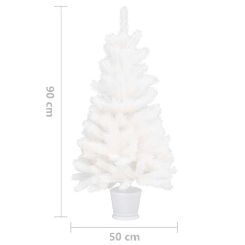 Kunstigt juletræ med naturtro nåle 90 cm hvid