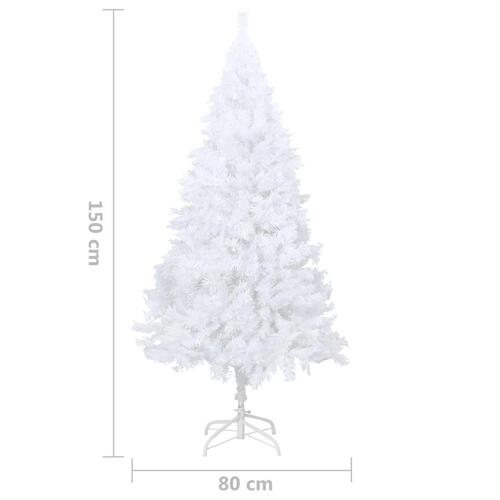 Kunstigt juletræ med tykke grene 150 cm PVC hvid