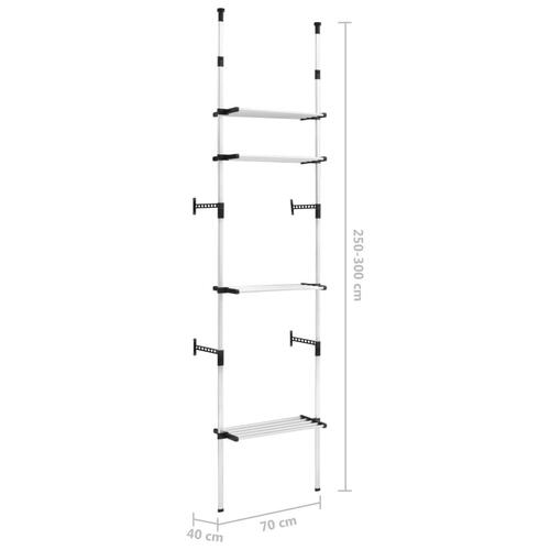 Teleskopisk garderobesystem med hylder aluminium