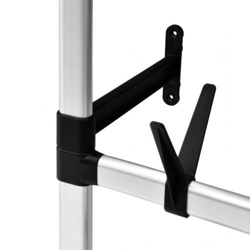 Teleskopisk garderobesystem med stænger og hylde - aluminium, sølv/sort