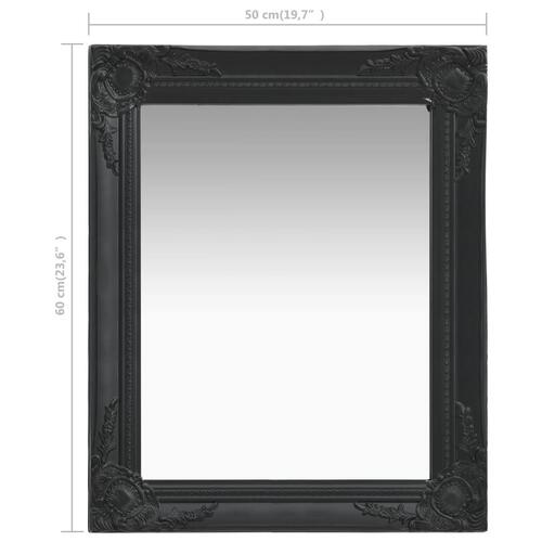 Vægspejl 50x60 cm barokstil sort