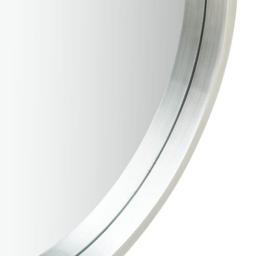 Vægspejl med rem 40 cm sølvfarvet