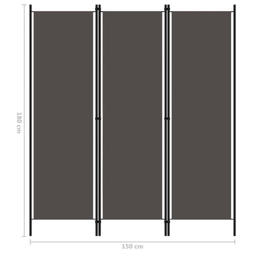 3-panels rumdeler 150 x 180 cm antracitgrå