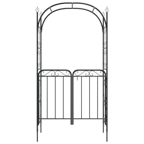 Havebue med låge 108x45x235 cm stål sort