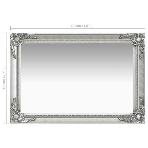 Vægspejl 60x40 cm barokstil sølvfarvet