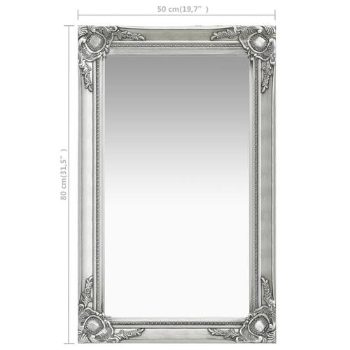 Vægspejl 50x80 cm barokstil sølvfarvet
