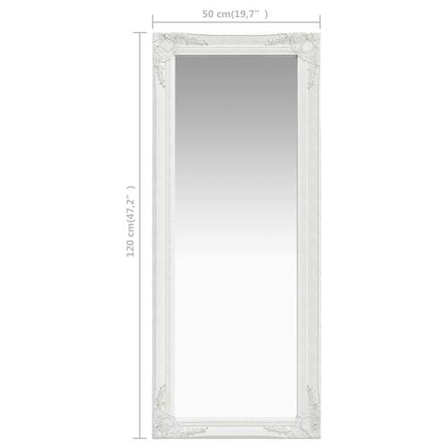 Vægspejl barokstil 50x120 cm hvid