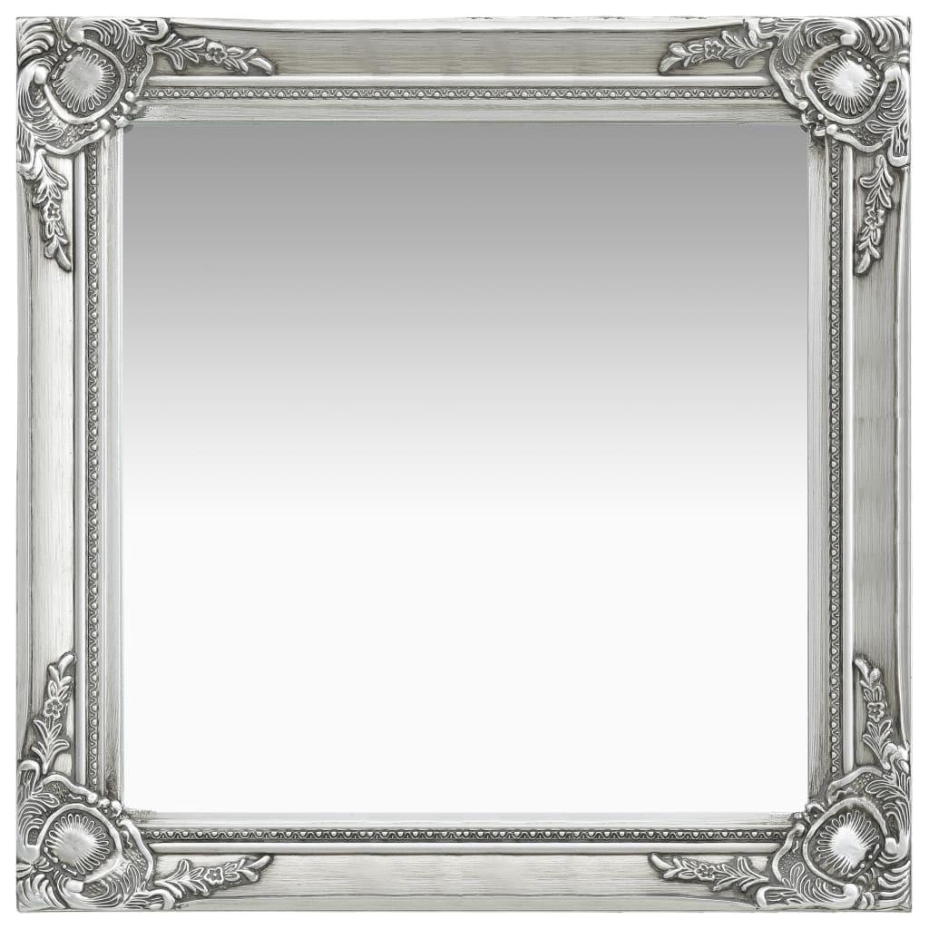 Vægspejl 60x60 cm barokstil sølvfarvet