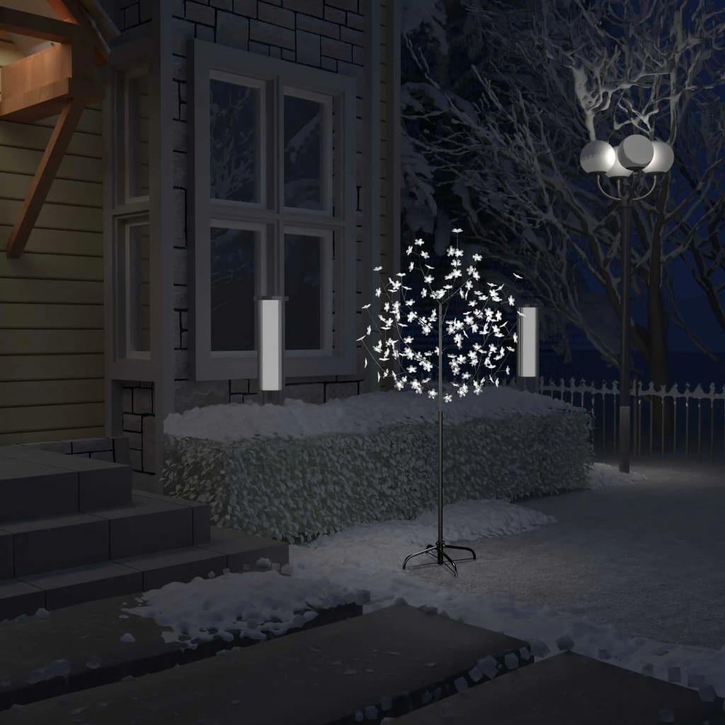 Juletræ 120 LED'er koldt hvidt lys kirsebærblomst 150 cm