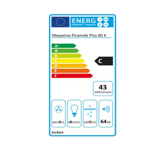 Konventions-emhætte Mepamsa 320.0569.117 60 cm 290 m³/h 65W C Stål