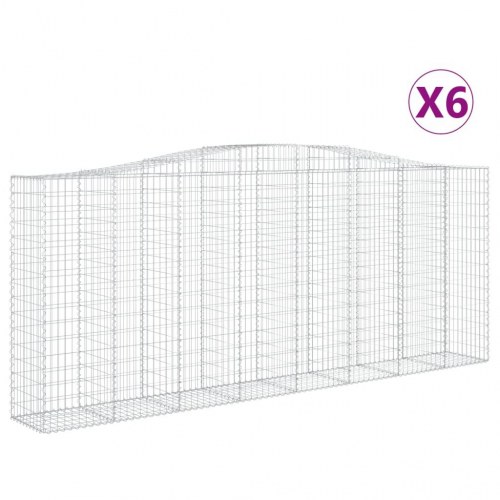 Buede gabionkurve 6 stk. - 400×50×160/180 cm i galvaniseret jern
