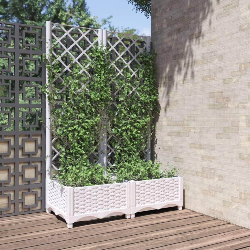 Plantekasse med espalier 80x40x121,5 cm PP hvid billede