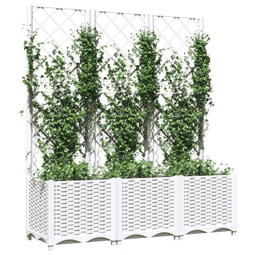 Plantekasse med espalier 120x40x136 cm PP hvid
