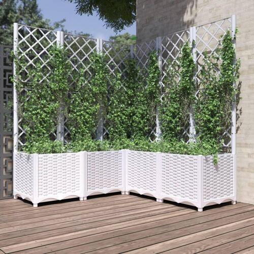 Plantekasse med espalier 120x120x136 cm PP hvid