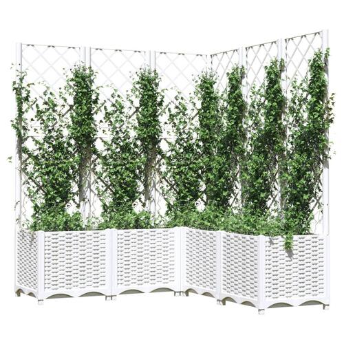 Plantekasse med espalier 120x120x136 cm PP hvid