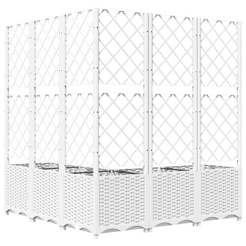 Plantekasse med espalier 120x120x136 cm PP hvid