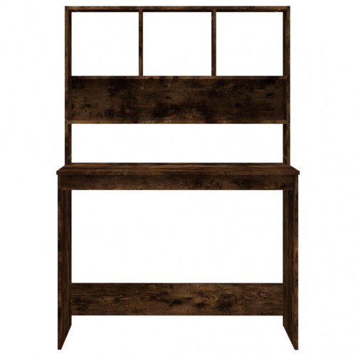 Skrivebord med hylder 102×45×148 cm - konstrueret træ, røget egetræ