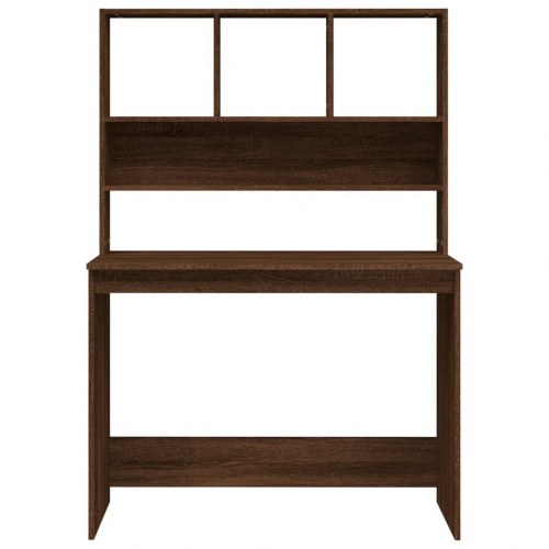 Skrivebord med hylder 102×45×148 cm - konstrueret træ, brun egetræ