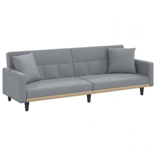 Sovesofa med 2 hynder i stof - lysegrå