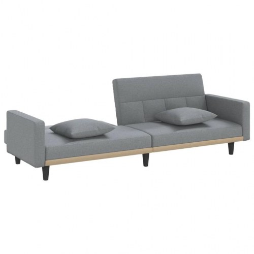 Sovesofa med 2 hynder i stof - lysegrå