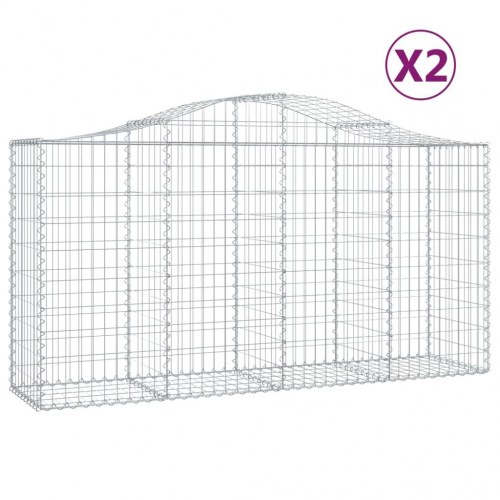 Buede gabionkurve - 2 stk. 200×50×100/120 cm i galvaniseret jern