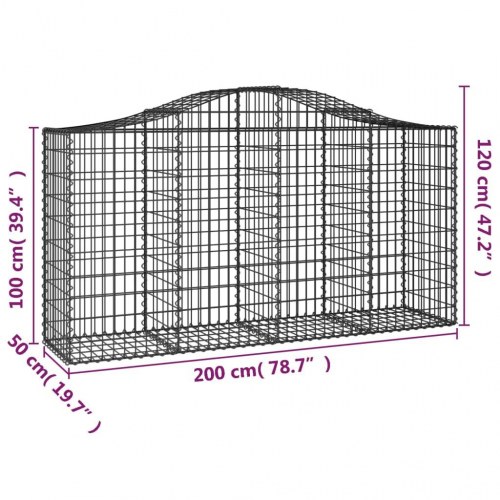 Buede gabionkurve - 2 stk. 200×50×100/120 cm i galvaniseret jern