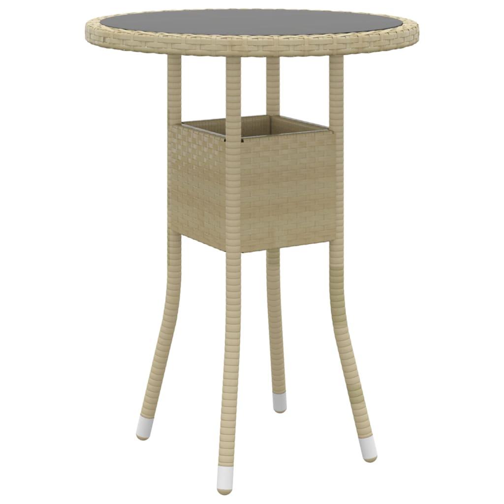 Havebord Ø60X75 Cm Hærdet Glas Og Polyrattan - Beige