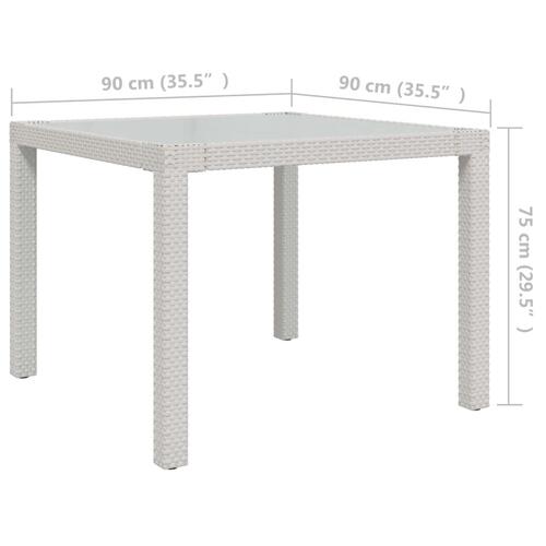 Udendørs spisebordssæt 3 dele med hynder polyrattan hvid