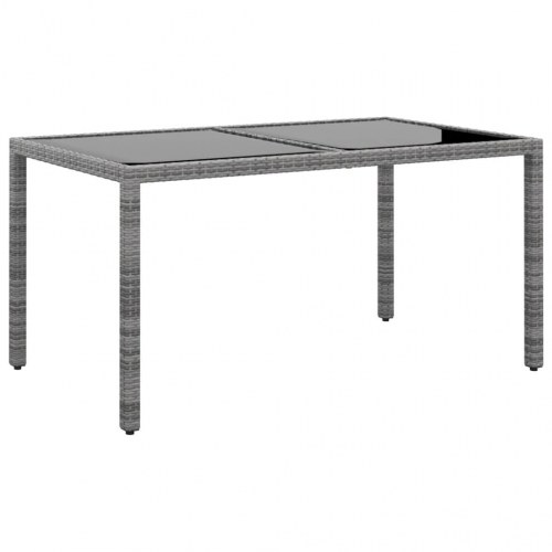 Havebord 150x90x75 cm hærdet glas og polyrattan grå