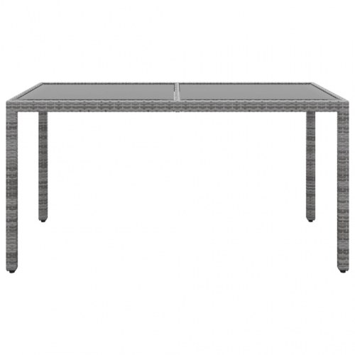 Havebord 150x90x75 cm hærdet glas og polyrattan grå