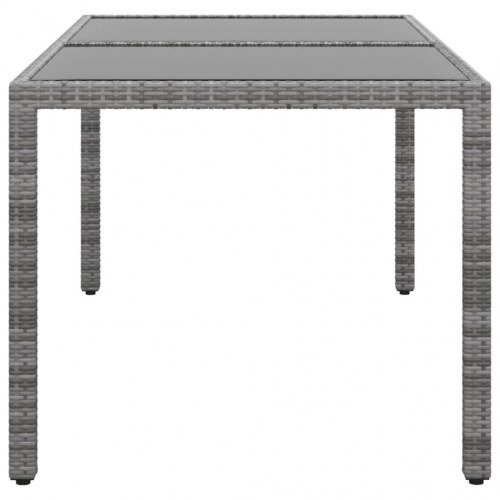 Havebord 150x90x75 cm hærdet glas og polyrattan grå