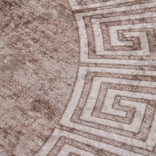 Rundt gulvtæppe 120 cm - vaskbart, beige