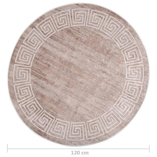 Rundt gulvtæppe 120 cm - vaskbart, beige