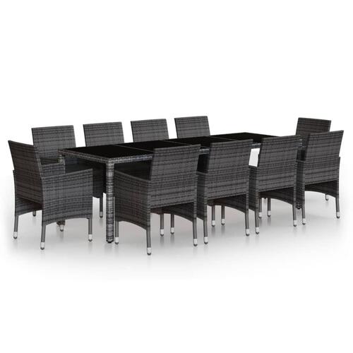 Loungesæt til haven 11 dele polyrattan grå