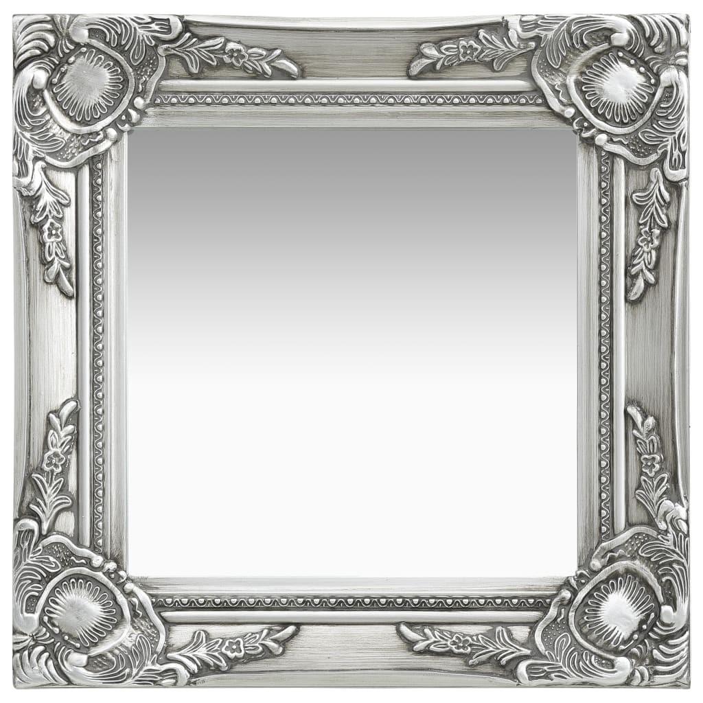 Vægspejl 40x40 cm barokstil sølvfarvet