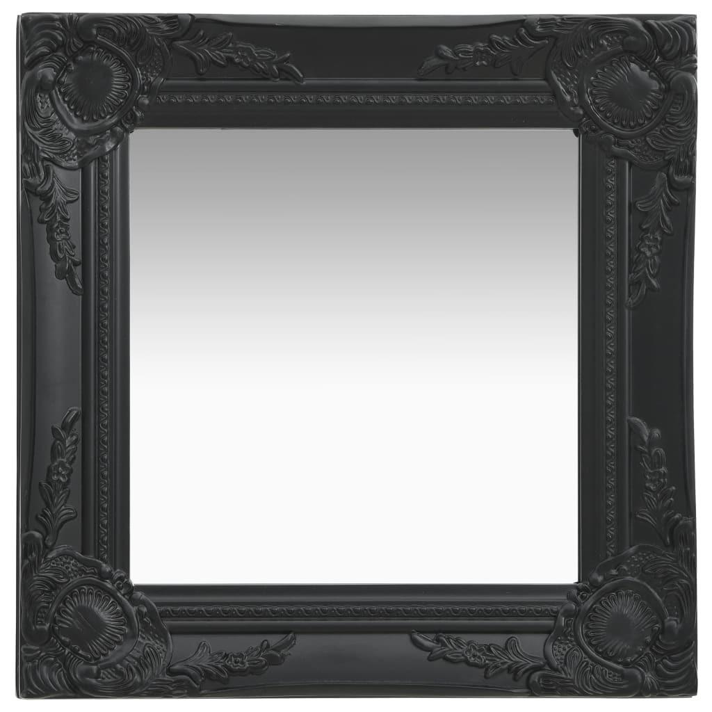 Vægspejl barokstil 40x40 cm sort