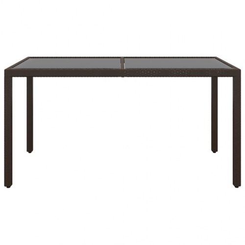 Havebord 150x90x75 cm hærdet glas og polyrattan brun