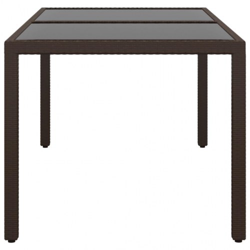 Havebord 150x90x75 cm hærdet glas og polyrattan brun