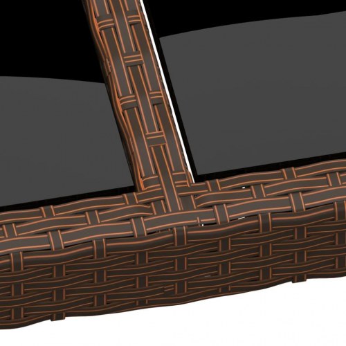 Havebord 150x90x75 cm hærdet glas og polyrattan brun