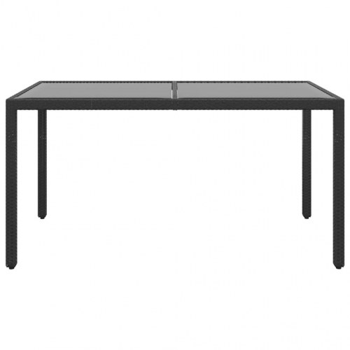 Havebord 150x90x75 cm hærdet glas og polyrattan sort