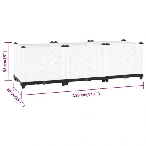 Højbed 120 × 40 × 38 cm i polypropylen - hvid rattanlook