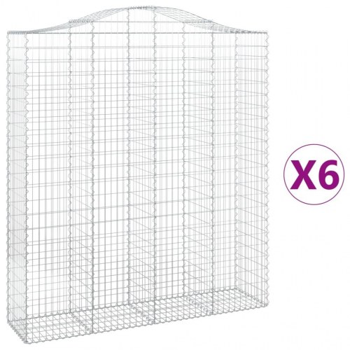 Buede gabionkurve - 6 stk. 200×50×220/240 cm i galvaniseret jern
